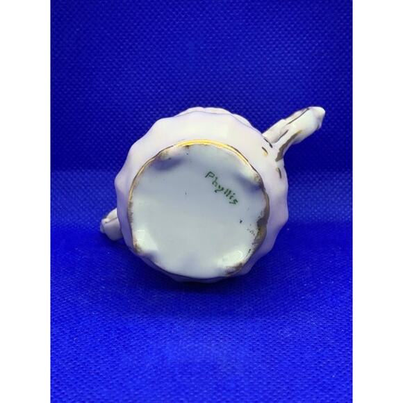 Porcelain Two Handle Creamer Purple Flower Phyllis - Picture 5 of 5